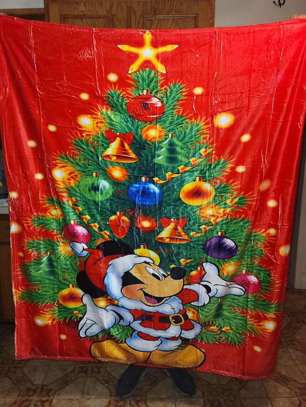 Red Mickey Mouse Christmas Throw Blanket NEW